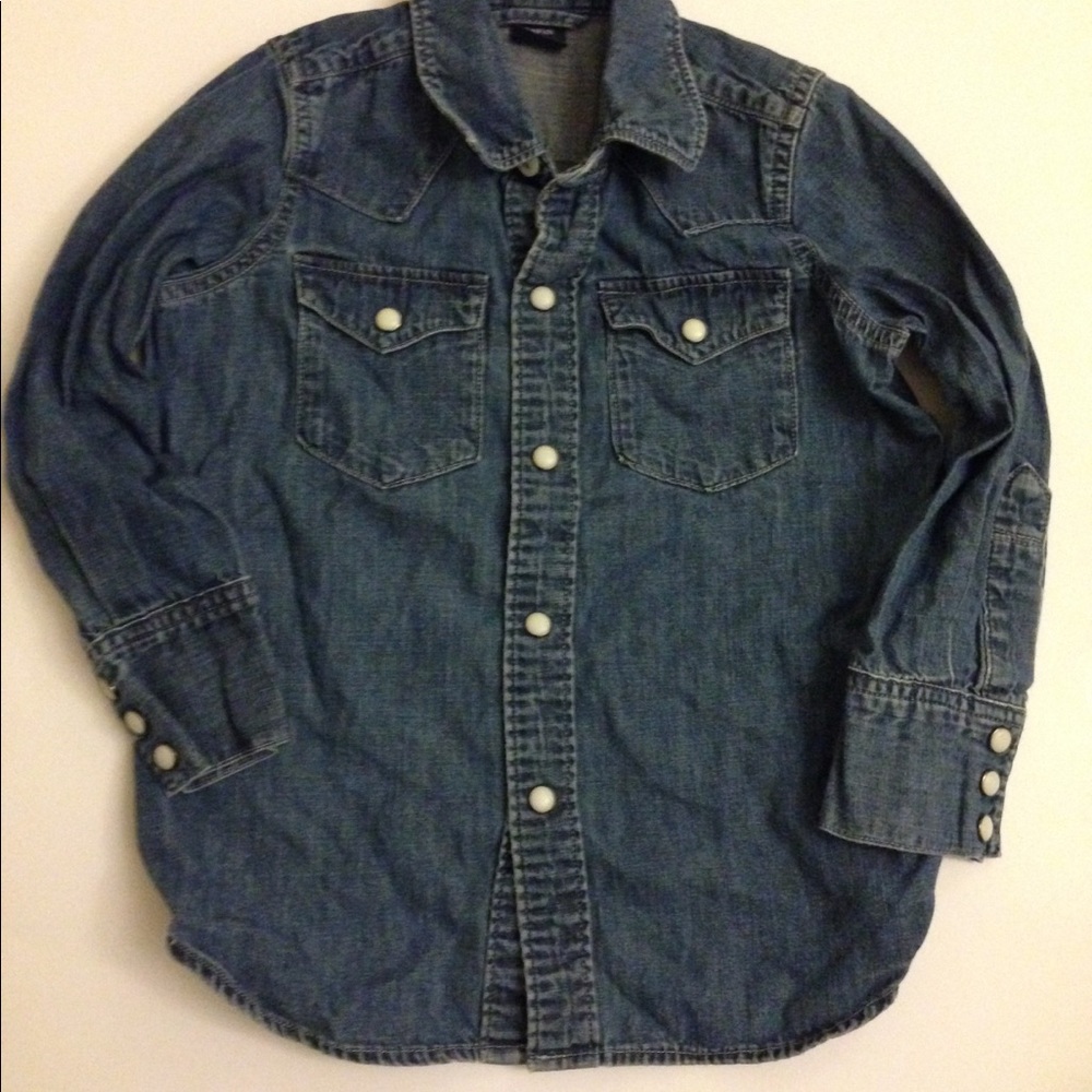 🔥 4/$50 Gap Denim Western Shirt w/Snap Buttons Boys XS/4-5
